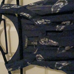 WHBM NWOT SILK Midnight Navy Blue Sleeveless Dress Top  XL